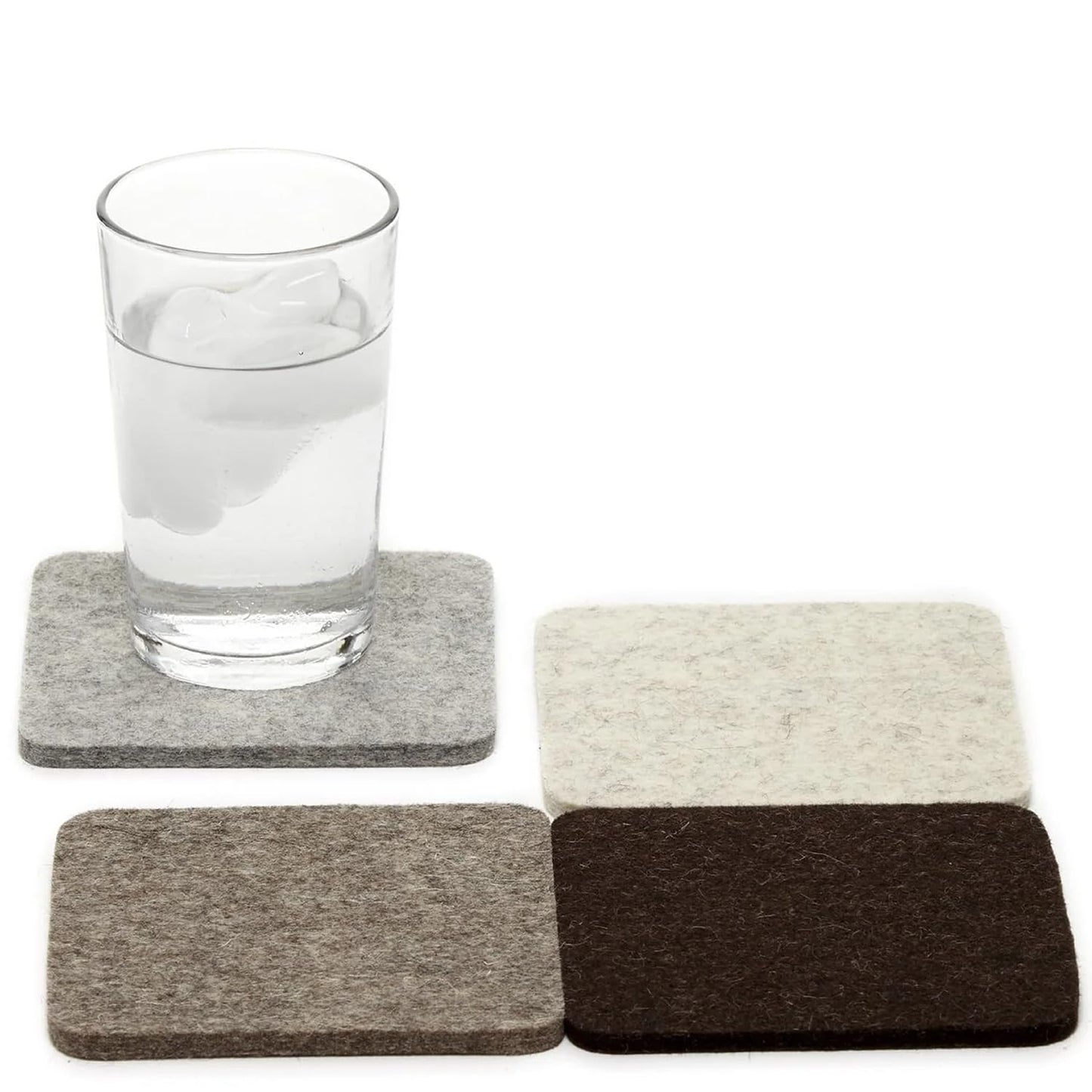 Graf Lantz - Bierfilzl Merino Wool Square Coasters Set of 4 - Earth (4"x4"x5mm) - Absorbs 30% of Weight - Natural German Wool - Heat Resistant, Sustainable, Reusable - Home Decor, Coffee Table Decor