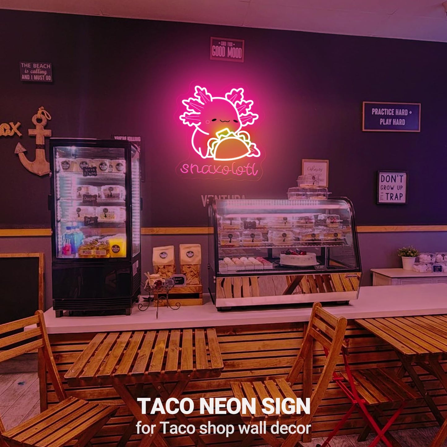 Snaxolotl Neon Sign, Dimmable Taco Axolotl LED Neon Light for Mexican Food pizzeria Restaurant Taco Bar Party Decor, for Girl’s Bedroom, Gift for Kids, Teens, and Axolotl Lovers