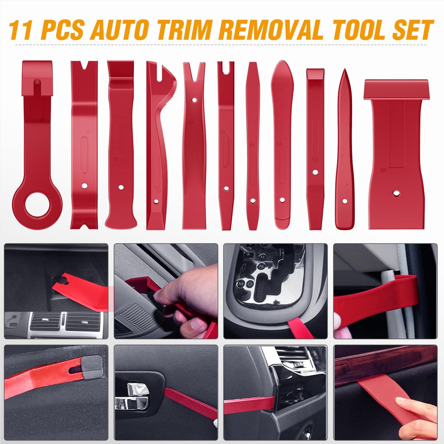 GOOACC 330Pcs Trim Removal Tool, Auto Push Pin Bumper Retainer Clip Set Fastener Terminal Remover Tool Adhesive Cable Clips Pry Kit Car Panel Radio Removal Auto Clip Pliers, Red