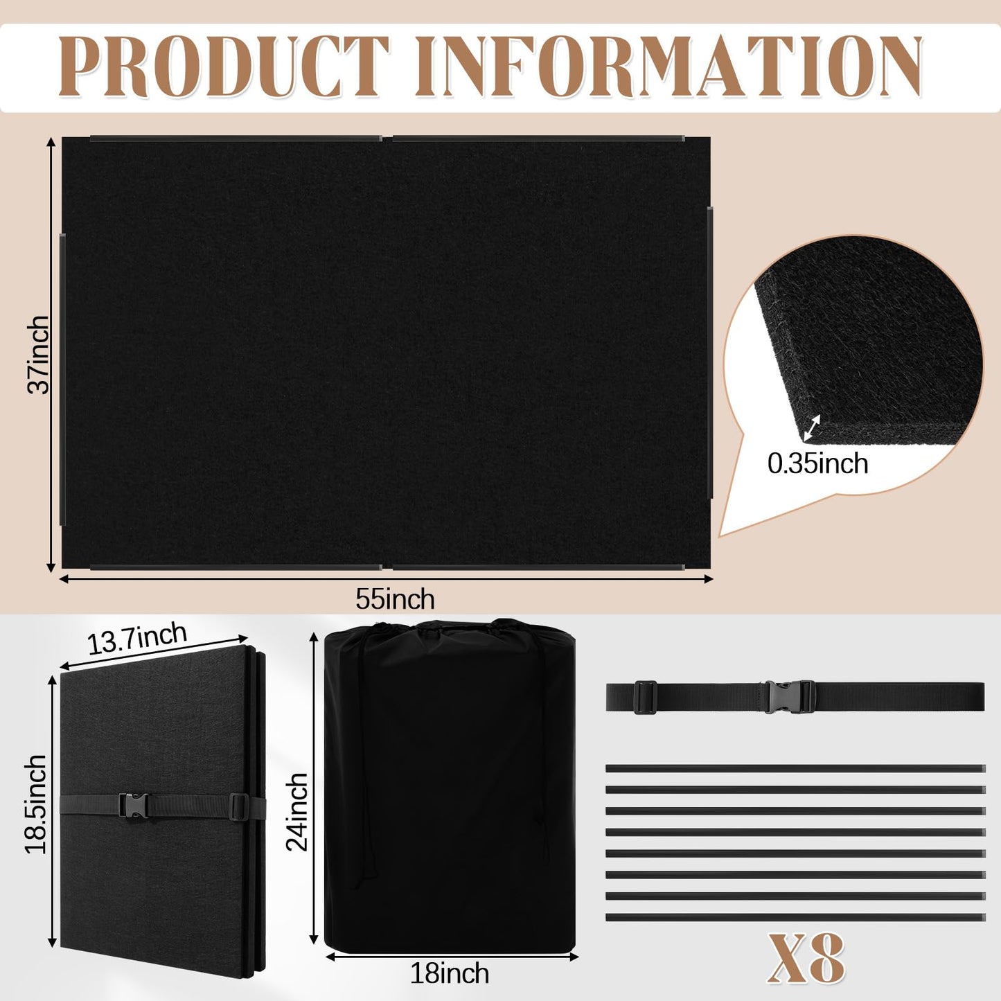 Fanfanwin 3000 Pieces Folding Felt Jigsaw Puzzle Foldable Board Mat with Non Slip Surface Puzzle Mat 55" x 37" Extra Large Portable Jigsaw Board with Storage Bag for Adults Tray(Black)