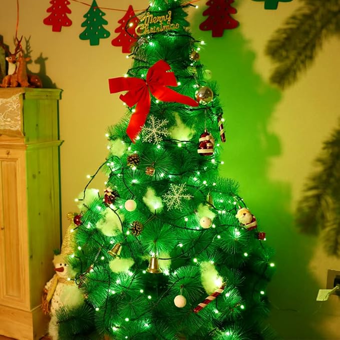 Pooqla Green String Lights Christmas Decoration, 200 LED 66 ft Indoor Outdoor String Lights, 8 Modes Twinkle Fairy Light for Yard Patio Wedding Party Christmas Xmas Tree Decoration