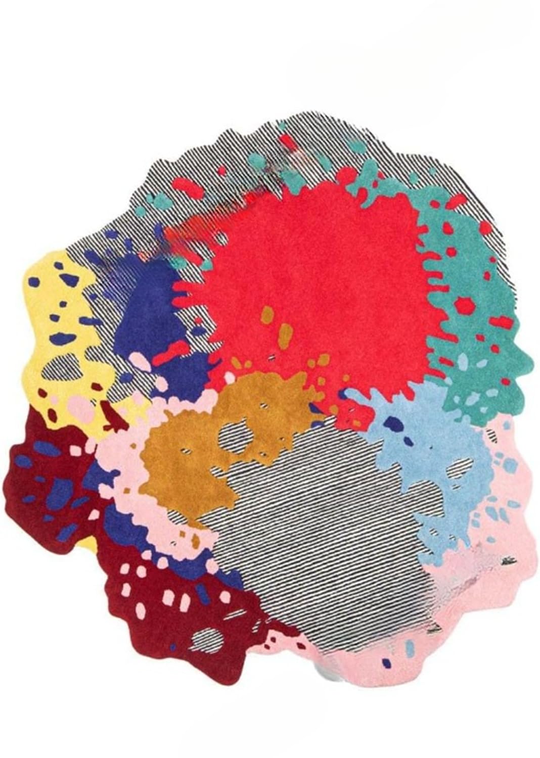 RugRestore Innovations Irregular Shaped Handmade Wool Rug Modern Colourful Premium Area Rug Perfect for Home Decor (Multicolour Z, 6 X 6 Round)