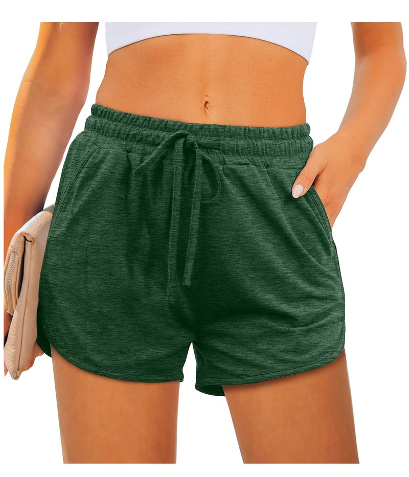 Aloodor Womens Athletic Shorts Casual Summer Running Shorts Green L