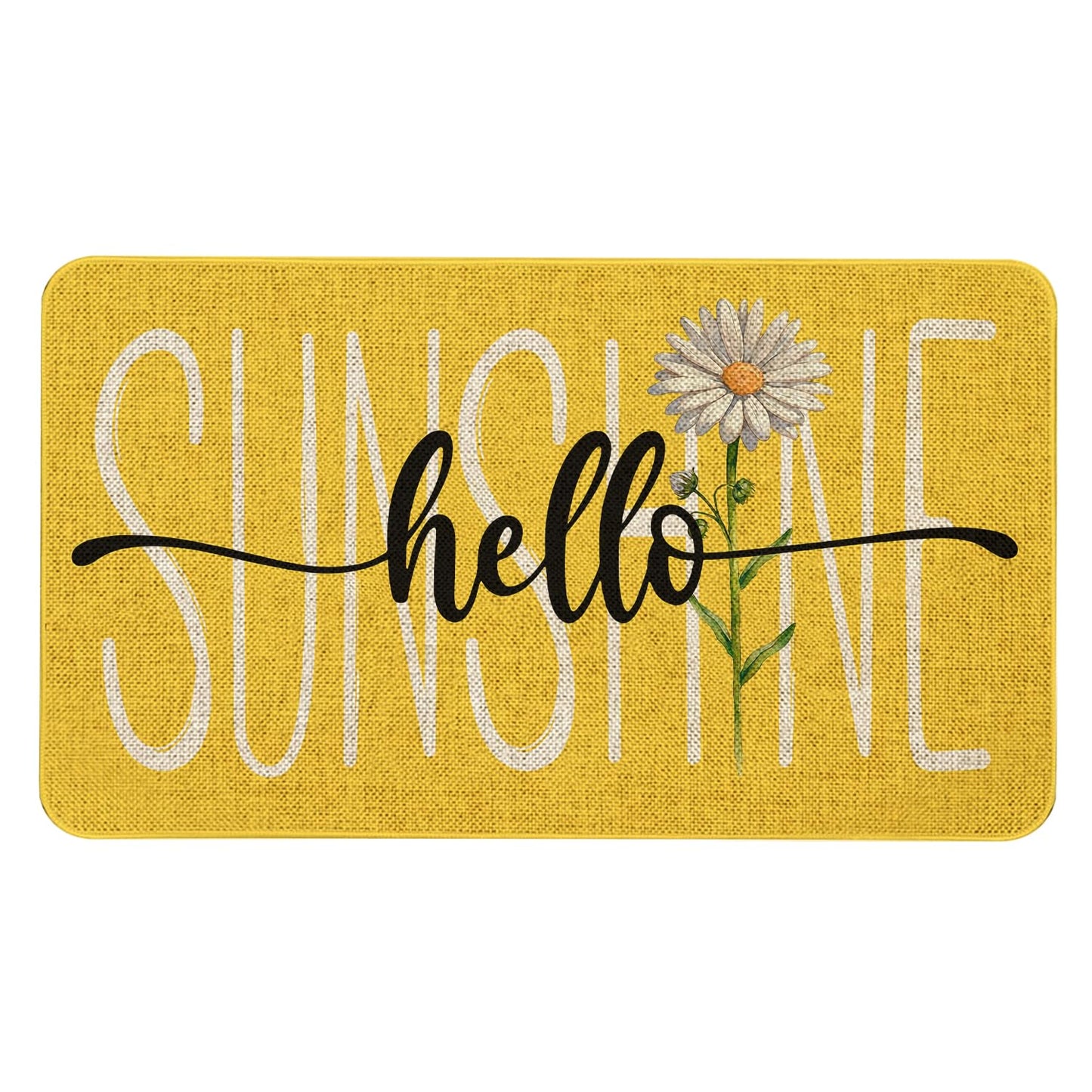 Roszwtit Hello Sunshine Daisy Door Mat 30 X 17 Inch Spring Summer Doormat Indoor Outdoor Entrance Floor Rug Non Slip Spring Summer Decor Rubber Mats