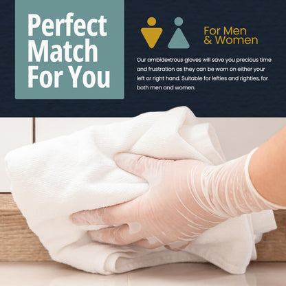 MED PRIDE Medical Vinyl Examination Gloves (Large, 100-Count) Latex & Rubber Free, Ultra-Strong, Clear Disposable Powder-Free Gloves for Healthcare & Food Handling Use
