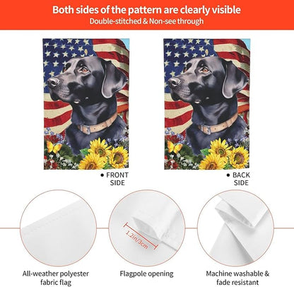 Labrador Black American Flag Patriotic Dog Garden Flag Welcome Party Outdoor Outside Decorations Picks Home House Garden Yard Decor 12x18 Inch