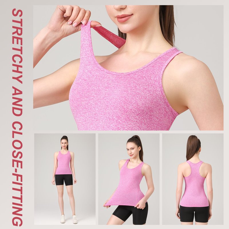 Workout Tank Tops for Women 3Pack Athletic Racerback Sports Compression Sleeveless Dry Fit Shirts (Black,Dark Gray,Pink,XX-Large)