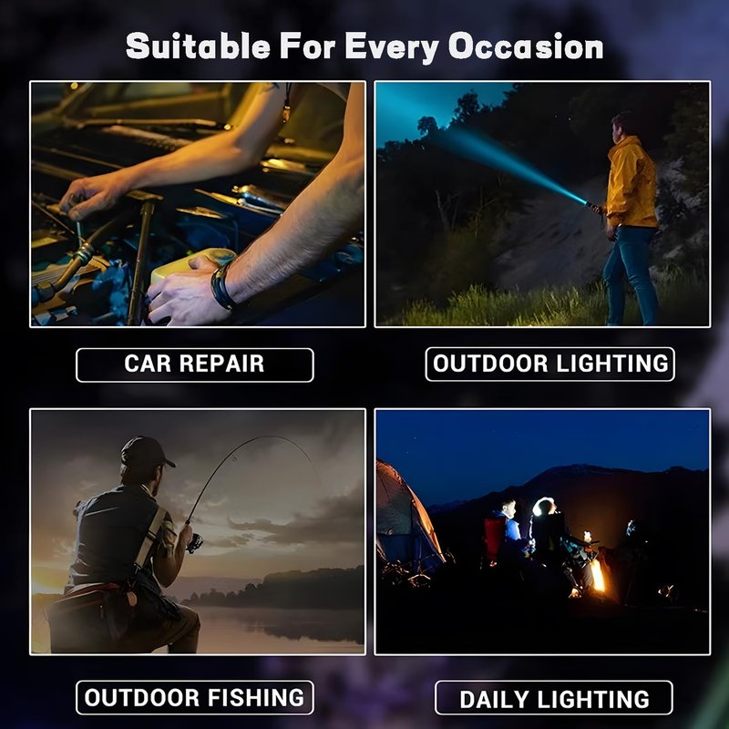 YLUIQDZL 2 Pack Rechargeable LED Flashlight,90000 High Lumens Tactical Flashlights with 7 Modes,Waterproof Zoomable Handheld Flash Light with COB Work Light for Camping,Emergencies,Home