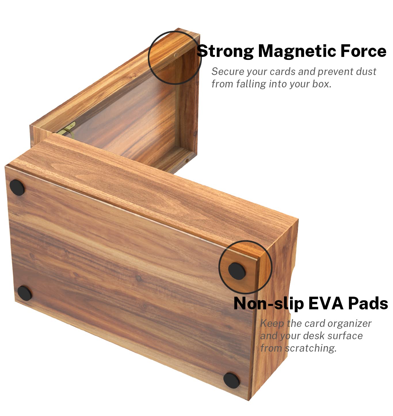 Neando 5x8 Index Card Organizer with Lid – Extra Large Acacia Wood Storage Box with 4 Compartments, 20 Blank Tabs, Holds 600 Cards – File Box for Recipes, Projects, School Notes & Office Organization