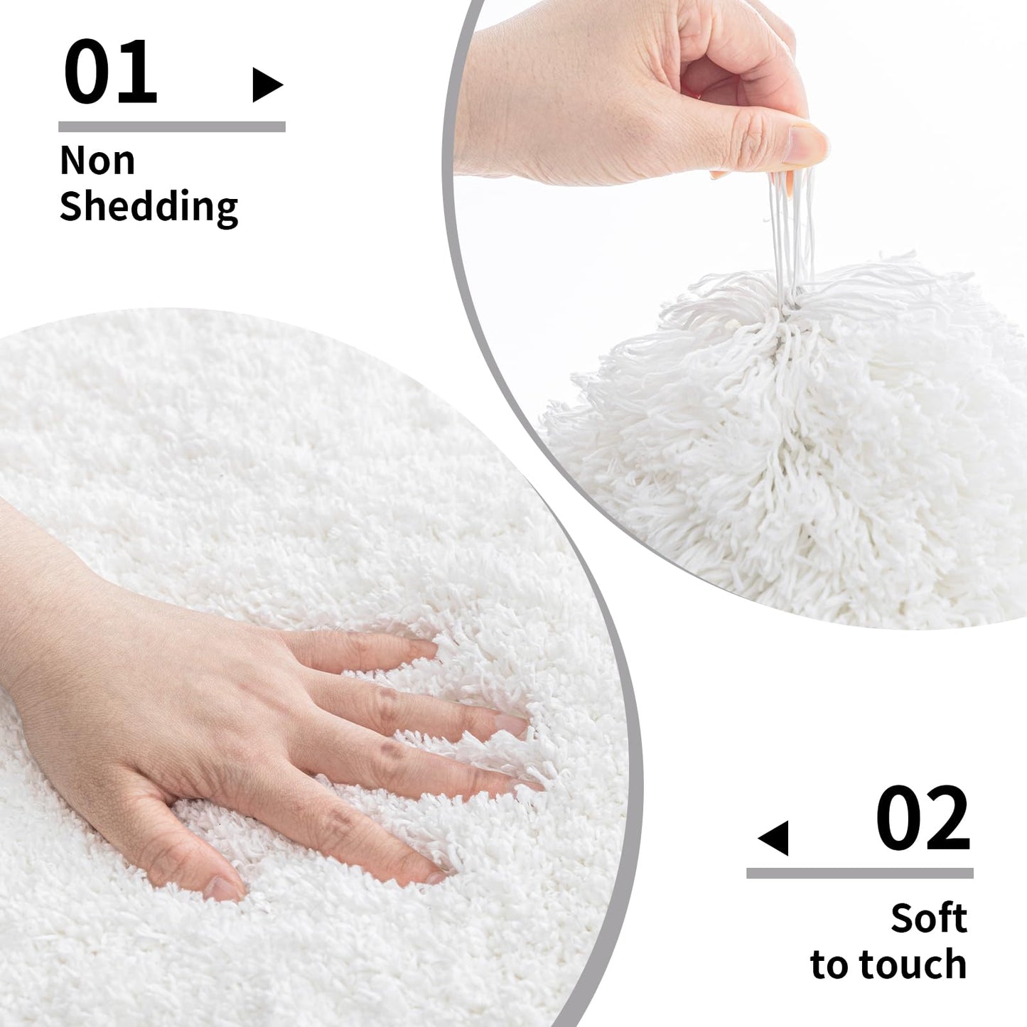 Disolla White Bathroom Rug 20x32 - Non-Slip Plush Thick Bath Mat, Highly Absorbent & Ultra Soft Fluffy Floor Mat, Machine Washable for Shower and Tub