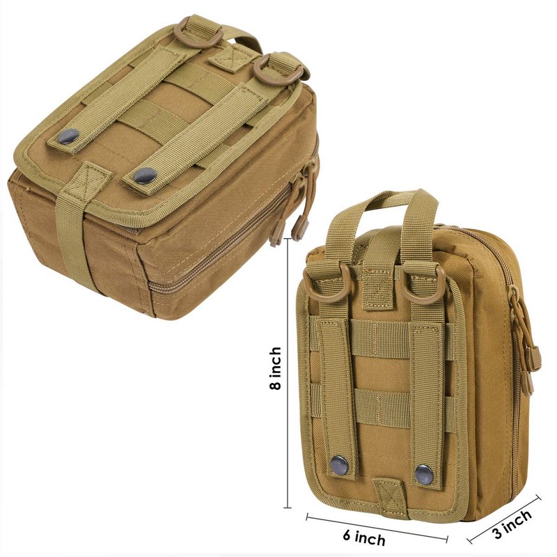 Gogoku 2-Pack First Aid Pouch 1000D Nylon Tactical Molle Medical Pouch Utility Pouch for Outdoor Activities Medical Supplies Bag Only Khaki