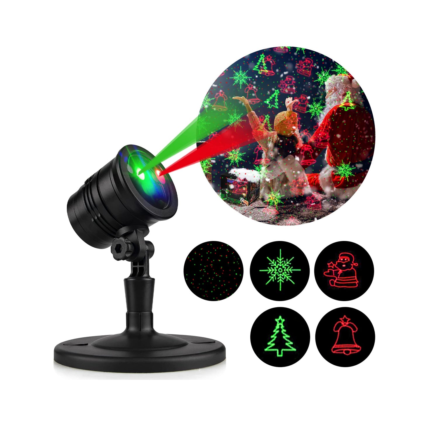 Christmas Projector Lights Outdoor, Led Christmas Laser Lights Landscape Spotlight Red and Green Star Show with Rf Wireless Remote Christmas Decorative for Outdoor Garden Patio Xmas Holiday Party