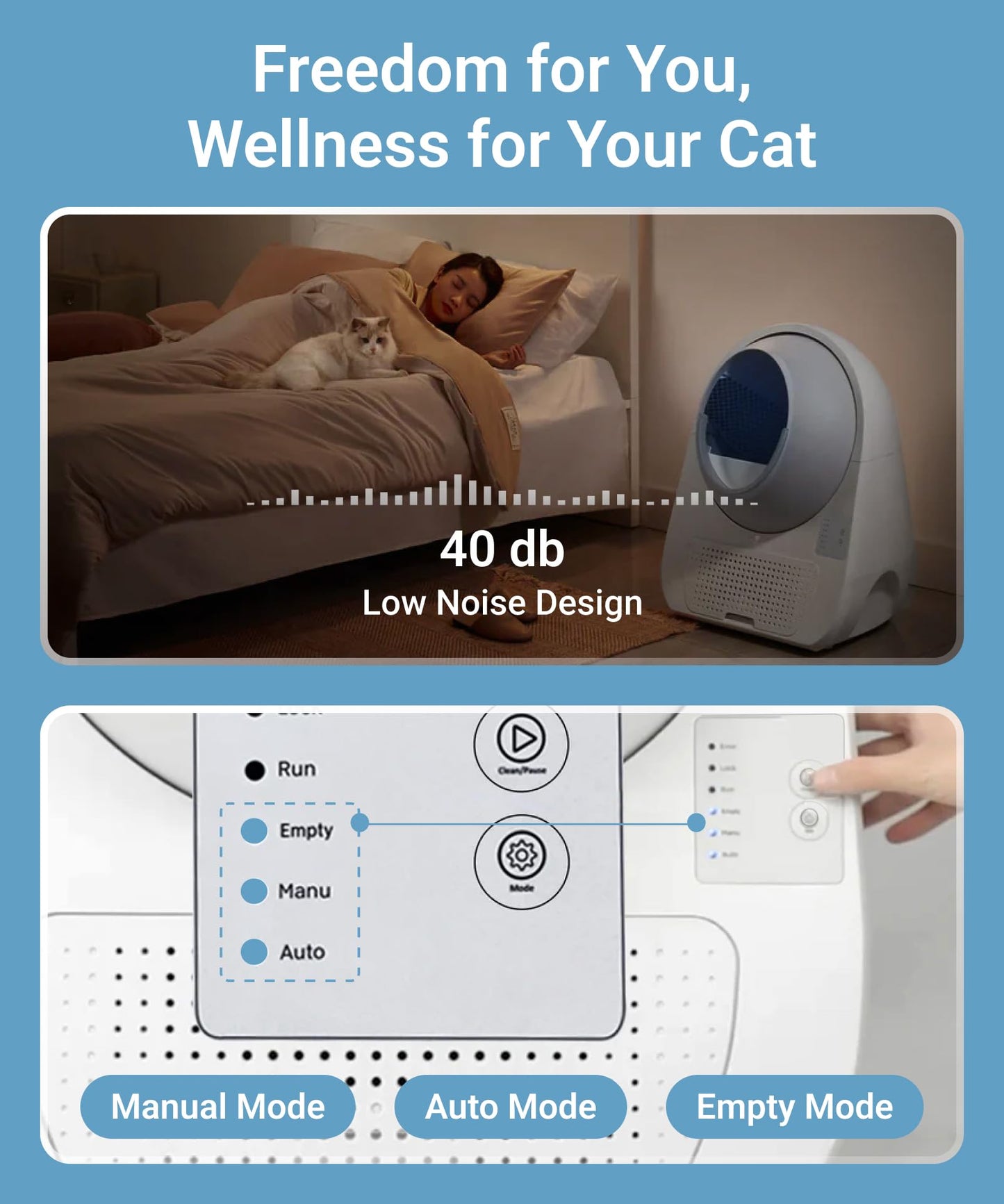 CATLINK 2026 Upgrade Self Cleaning Cat Litter Box with Mat, Automatic Litter Box for Multiple Cats 3.5 to 22 lbs, Double Odor Control, Safety Sensors