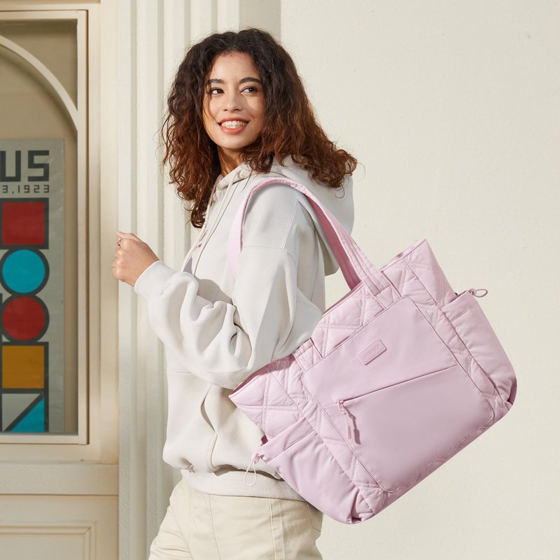 LOVEVOOK Tote Bag for Women, Puffer Bag and Work Bags with Zipper for Travel, Daily, School, Quilted Nurse Shoulder, 2pcs
