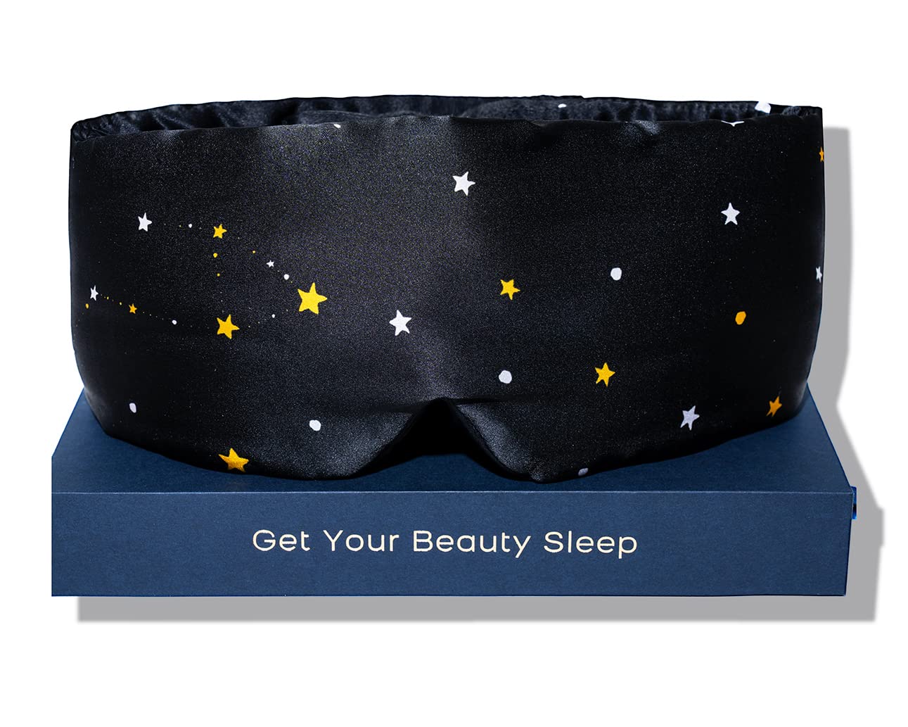 Silk Sleep Mask for Women Men, Mulberry Silk Eye Sleeping Mask & Blindfold with Adjustable Velcro Strap, Blackout Eye Cover for Sleep Travel Yoga Nap, Large Size, Black