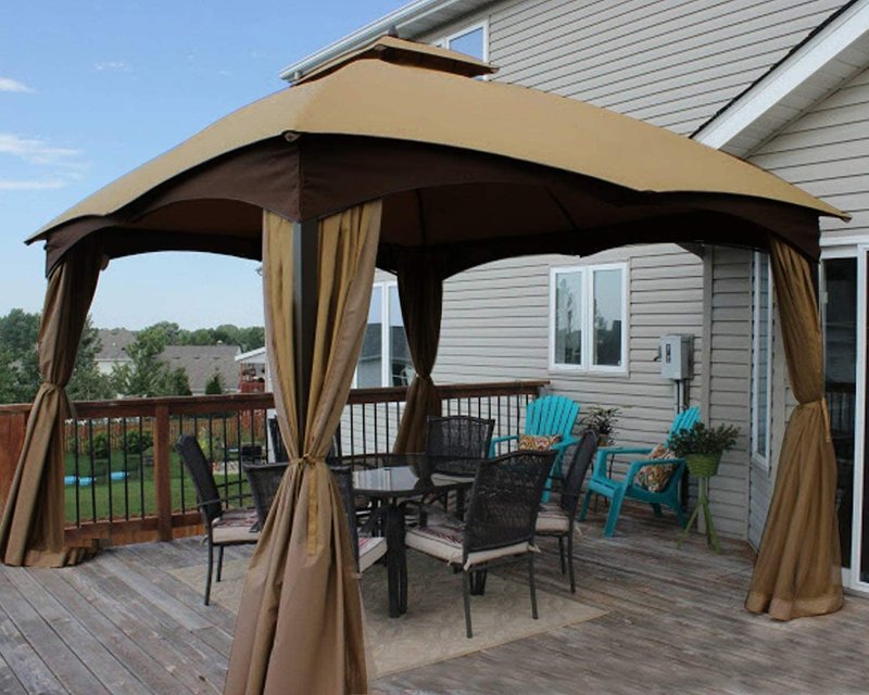 Eurmax USA High Performance Replacement Canopy Top for Lowe's Allen Roth Heavy Duty Gazebo Roof Gazebo Top with Air Vent 10X12 Cover #GF-12S004B-1, Replacement Top Only (Khaki)