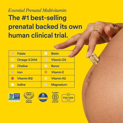 Ritual Prenatal Multivitamin For Women - Key Essential Vitamins and Minerals To Support Mom and Baby During Pregnancy* - Folate, Choline, Omega-3 DHA, Iron - Vegan - Citrus - 60 Capsules - 30 Servings