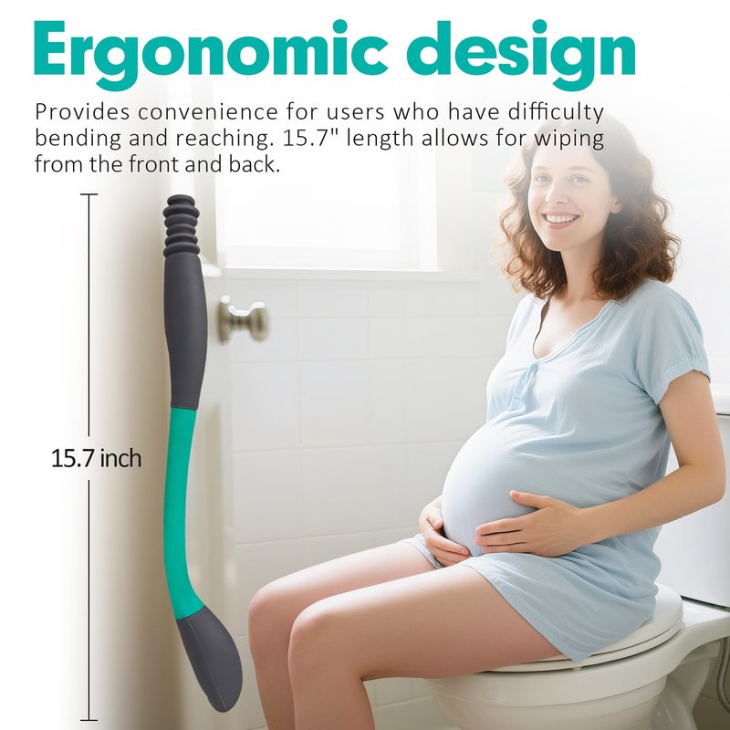 Butt Wiper Tool, 15.7" Long Reach Bottom Buddy Wiping Aid, Toilet Aid for Disabled, Overweight, Limited Mobility, and Those Recovering from Back Surgery, Enables Independence and Dignity