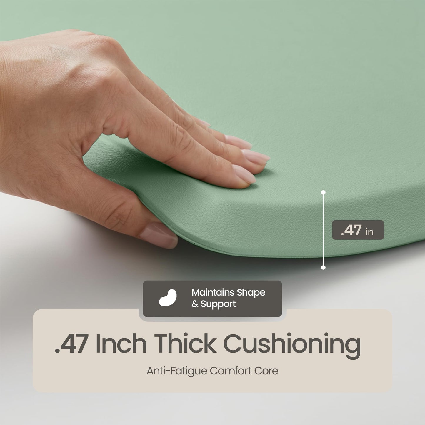 Anti Fatigue Kitchen Mats for Floor | Padded Kitchen Rugs | Non Slip, Cushioned Standing Desk Mat | Waterproof Floor Mat for Home and Office | 17.3" x 28" X 0.47", Mint Green, 1-Pack | More Décor