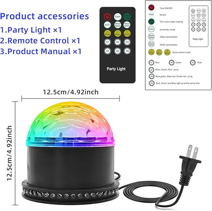 6-Color LED Crystal Party Light with 48 RGB Chasers: Sound Activated DJ Disco Ball & Strobe Stage Lights for Karaoke, Birthday, Christmas, Halloween Decor, Remote Included