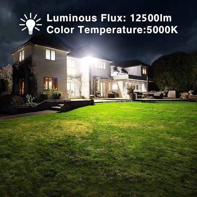 4 Pack 100W LED Flood Light, IP66 Waterproof Outside Flood Light, 12500LM Super Bright Outdoor Security Lights, 5000K Daylight White Floodlight for Yard Garden Playground Basketball Court Patio