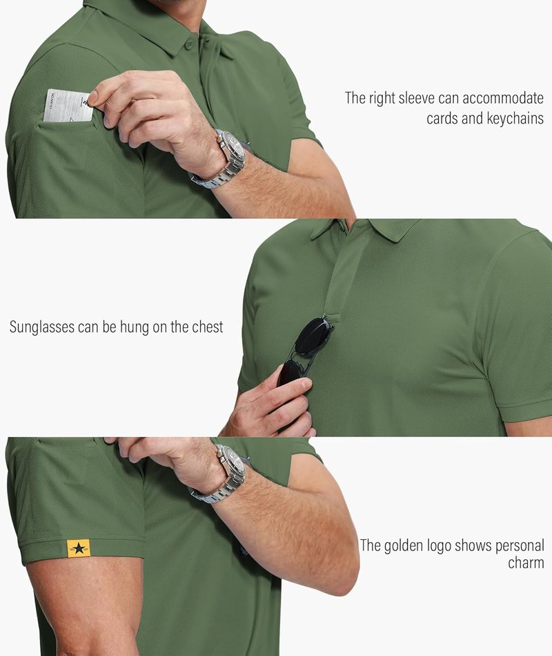 Men's Moisture-Wicking Polo Shirts - 5 Pack Short Sleeve Golf & Tennis T-Shirts | Summer Activewear