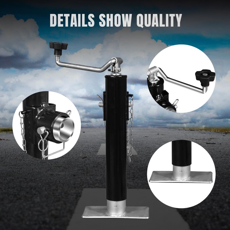 Torin 2000lbs Trailer Jack Heavy-Duty Square Direct Weld on RV Jack, 10 Inches Lift, Adjustable Drop Leg, for Lifting RV Trailer, Horse Trailer, Utility Trailer, Yacht Trailer