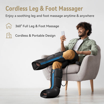 FIT KING Air Compression Leg Massager with Heat for Circulation Upgraded Full Leg and Foot Massager to Relieve Pain, Swelling, Edema, RLS - Built-in Pressure Sensor & LCD Display - Gift for Mom Wife