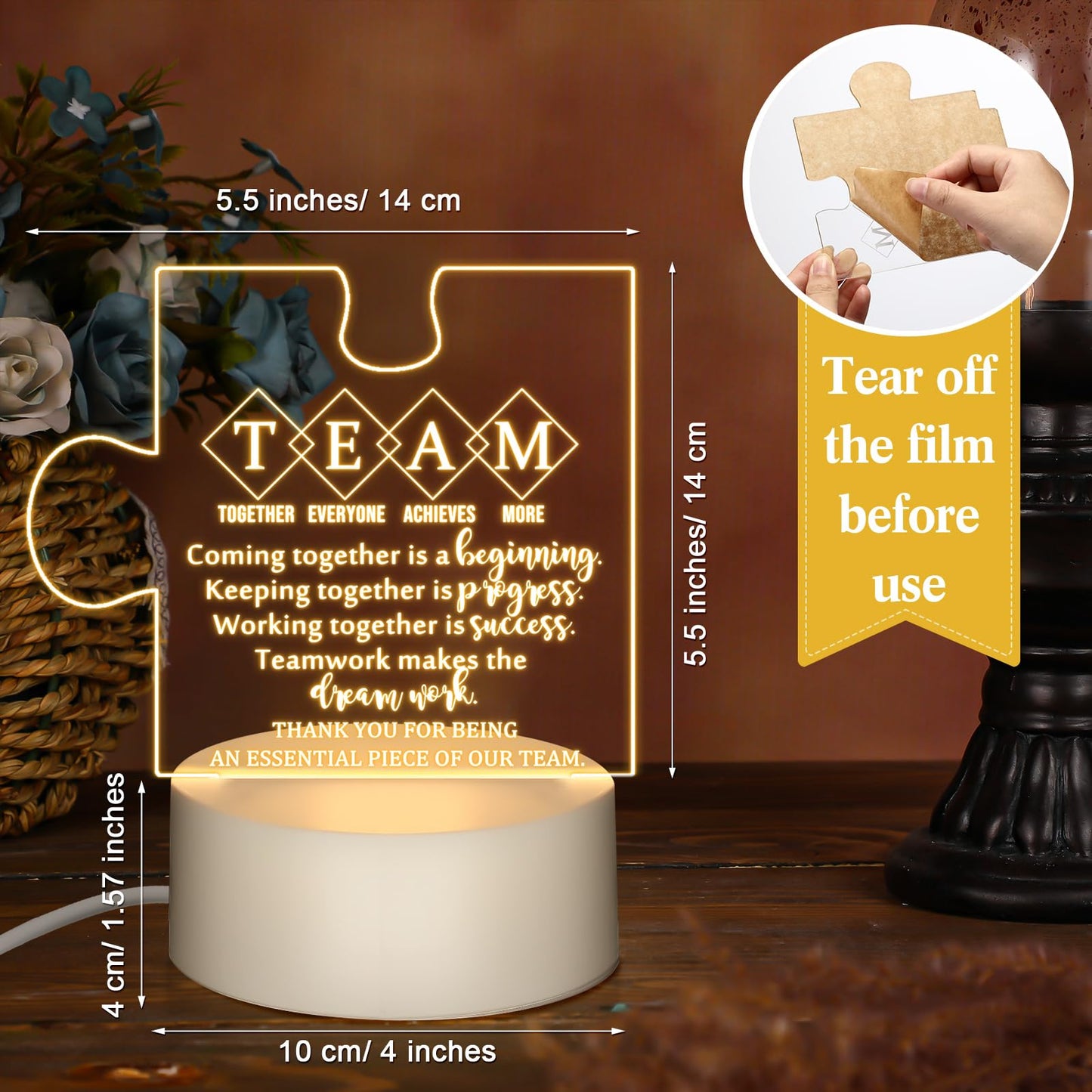 Sumind 6 Pcs CNA Week Gifts Bulk for Nurse Acrylic LED Night Light Lamp Team Appreciation Inspirational Thank You Gifts for Nurse Women Team Office Staff Employee Coworker