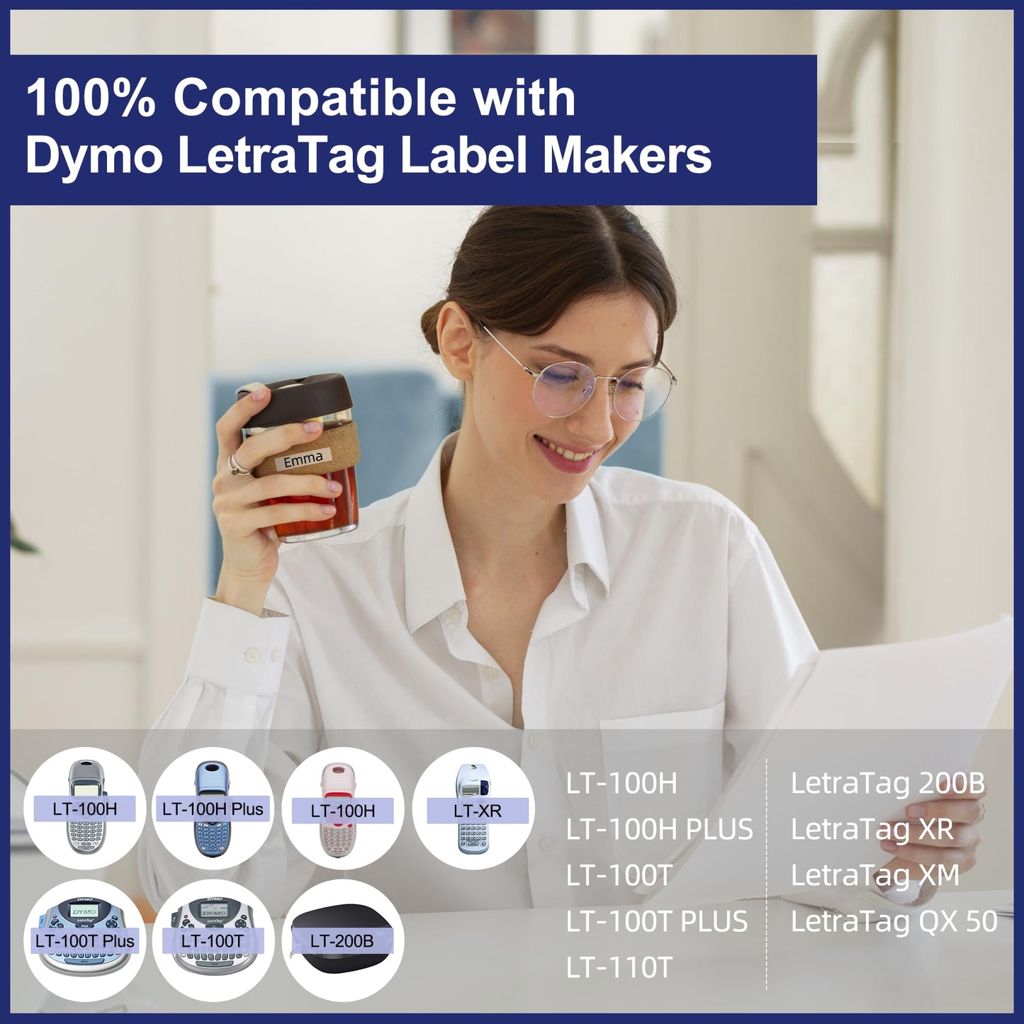 Label Maker Clear Tape Replacement for Dymo Label Maker Refills Clear 1/2'' x 13', Compatible with Dymo Letratag Refills Transparent Plastic Tape Work with LT-100T LT-100H QX50, 4-Pack