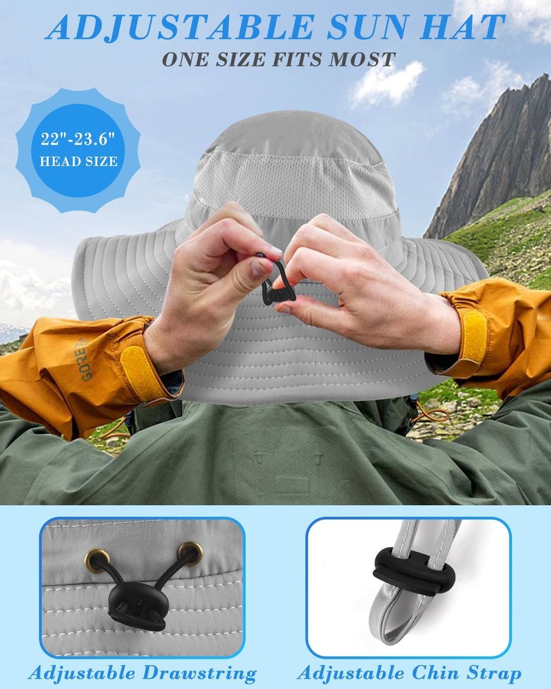 Sun Cap Fishing Hat - UPF 50+ Wide Brim Outdoor Protection | Face & Neck Flap Cover for Men & Women