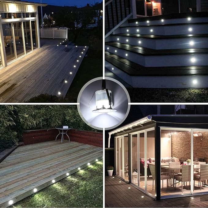 Low Voltage LED Deck Light Kit Stainless Steel Waterproof Recessed Wood Decking Stairs Garden Yard Patio Decor Lamp Outdoor LED Lighting (Cool White, 30pcs)