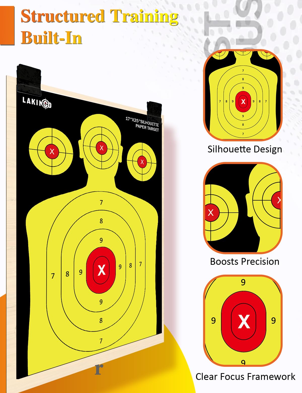 17x25 Inch Silhouette Shooting Target Paper-High-Visibility Reactive Target for Indoor & Outdoor Range, Ideal for Handgun, Rifle & Airgun Practice