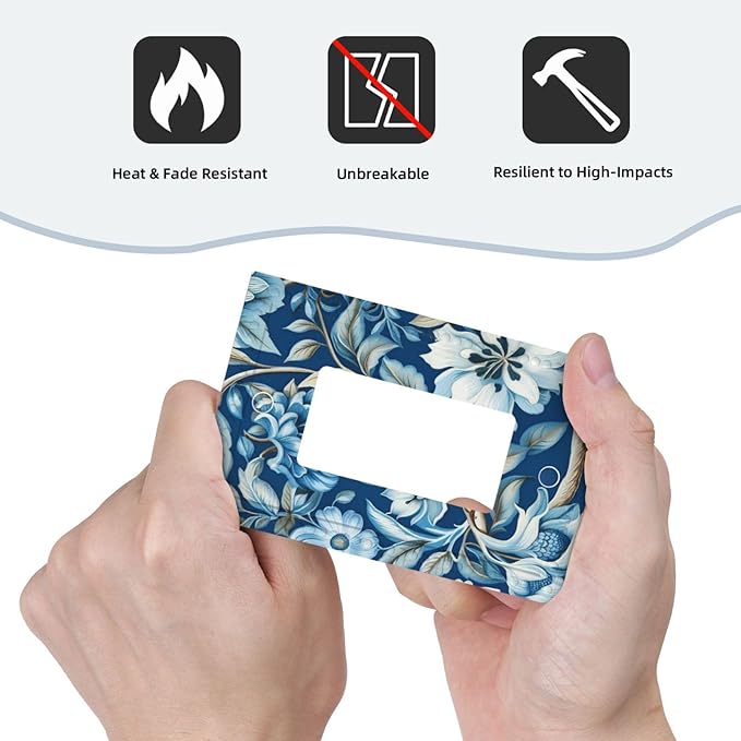 Blue Flowers Branches Leaves Floral Pattern Single Decora Outlet Wall Plate 1 Gang Rocker Decorative Switchplate Faceplate GFCI Light Switch Covers for Home Living Decor