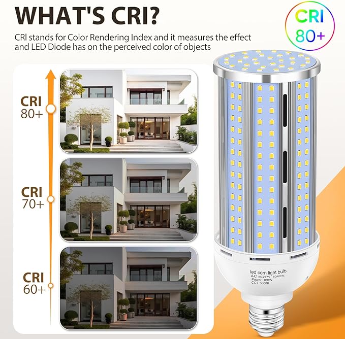 2 Pack 100W Corn LED Light Bulb Fanless,5000K Daylight(1000 Watt Equivalent) E26/E39 Large Mogul Base LED Cob Lamp 15,800LM for Outdoor Indoor Garage Warehouse Factory Workshop Street Backyard