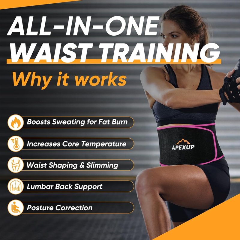 APEXUP Waist Trainer for Women - Lower Belly Fat Stomach Wrap with Removable Lumbar Support | Adjustable Size