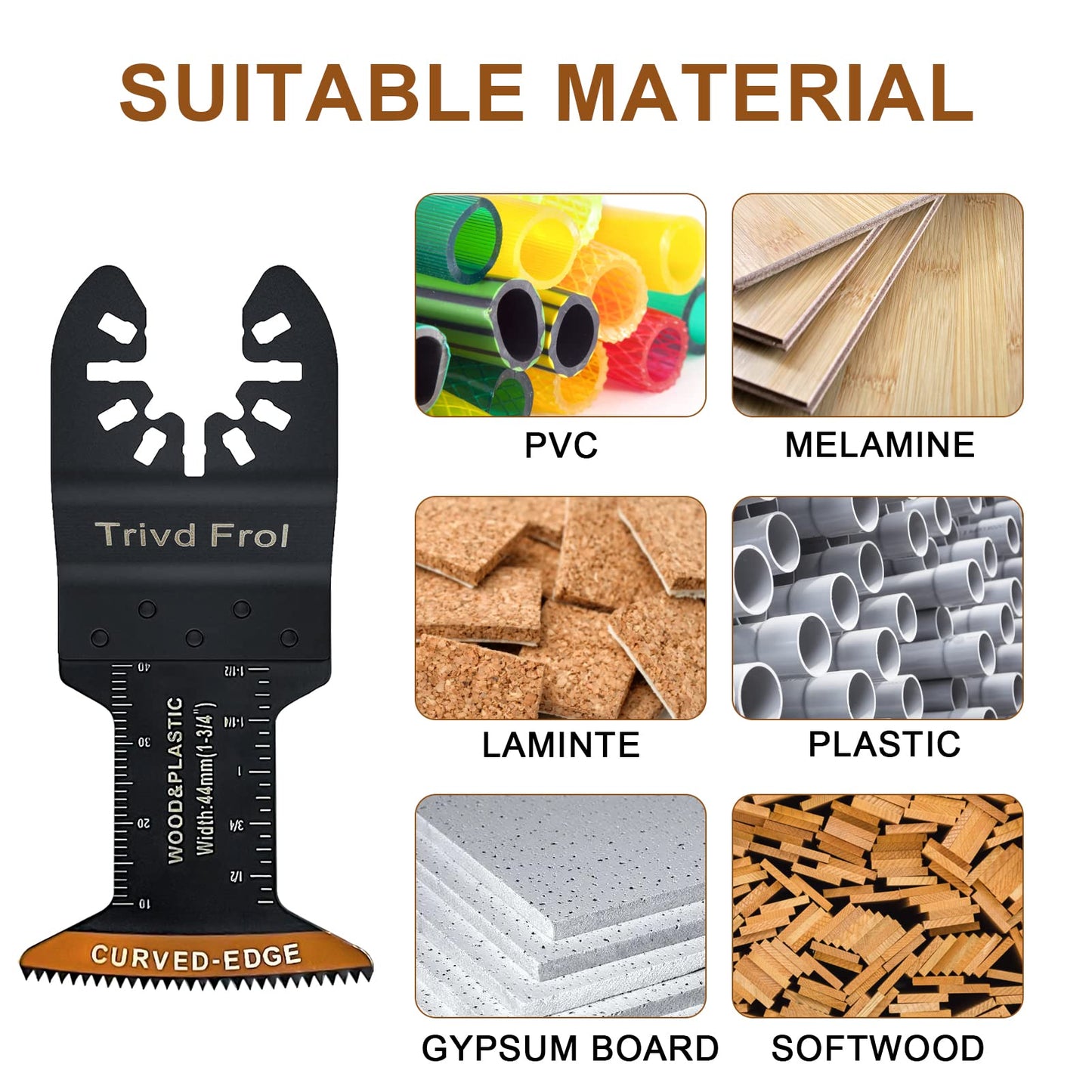 Trivd Frol 100Pcs Curved-Edge Oscillating Tool Blades Professional Universal Oscillating Saw Blades Wood Multitool Blades Compatible with Dewalt, Milwaukee, Ryobi, Rockwell, Bosch