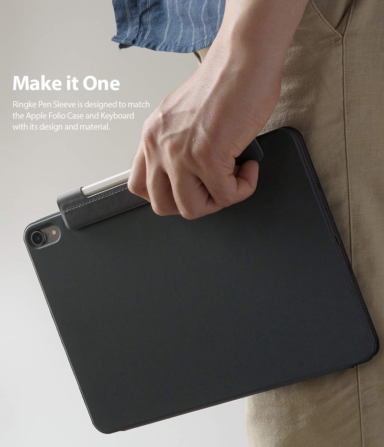 Ringke Pen Sleeve Charcoal Gray Designed for Apple Pencil, Journal, Tablets, and More