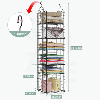 6-Tier Closet Hanging Organizer Shelves, Hanging Closet Organizer and Storage