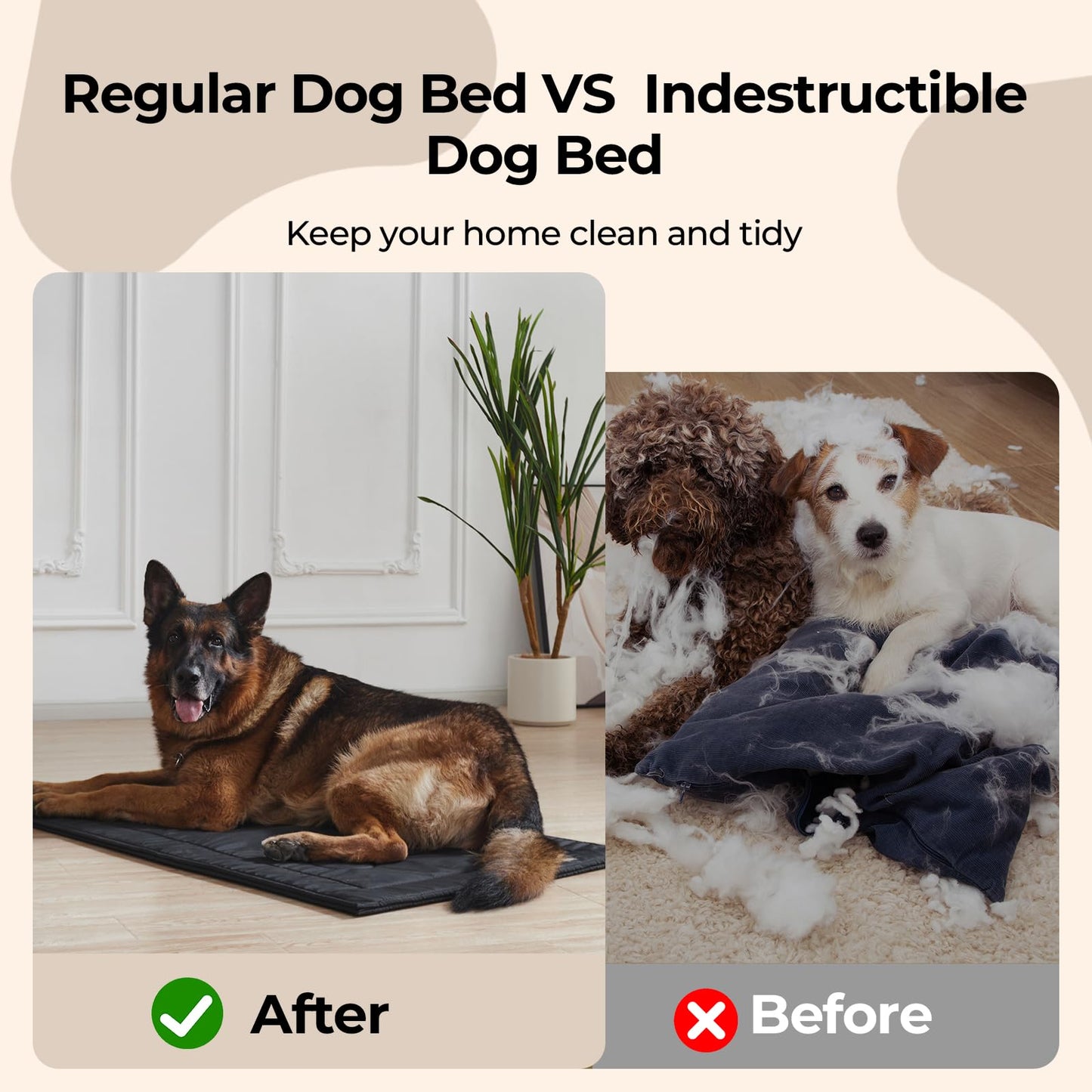 Couzssyhi Chew Proof Dog Crate Pad - Indestructible Durable Dog Bed for Aggressive Chewers, Machine Washable & Waterproof Indoor Outdoor Tough Kennel Pad for Small Dogs (Small (18"x29"))