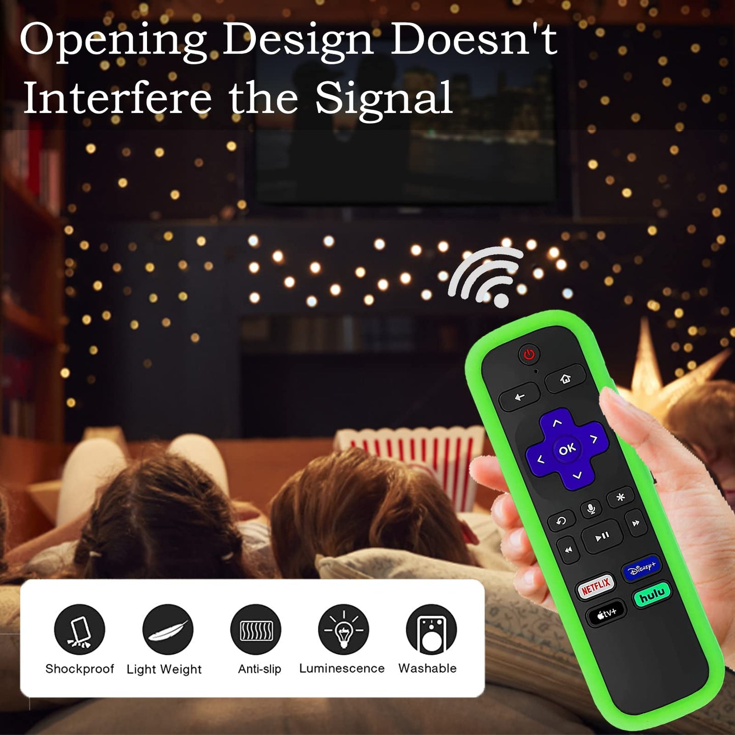 Silicone Protective Controller Cover fits for Roku TV Voice Remote | Element Roku | Westinghouse Roku TV Controller Cover,Glow in The Dark