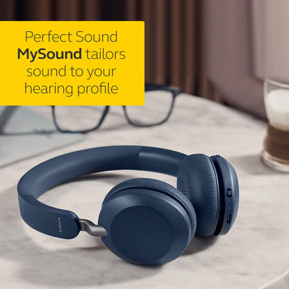 Jabra Elite 45h, Navy – On-Ear Wireless Headphones with Up to 50 Hours of Battery Life, Superior Sound with Advanced 40mm Speakers – Compact, Foldable & Lightweight Design