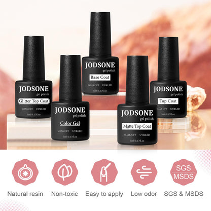 JODSONE Gel Nail Polish Kit with U V Light 32 Colors Gel Polish Nail + 4 Functional Adhesive Bottles Kit Soak Off Manicure Tools Gifts for Women