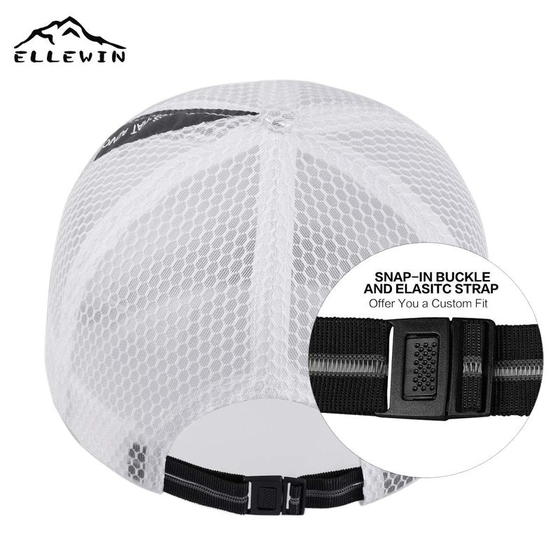 ELLEWIN Unisex Breathable Quick Dry Mesh Baseball Cap Sun Hat Tennis Cap White New-m/L