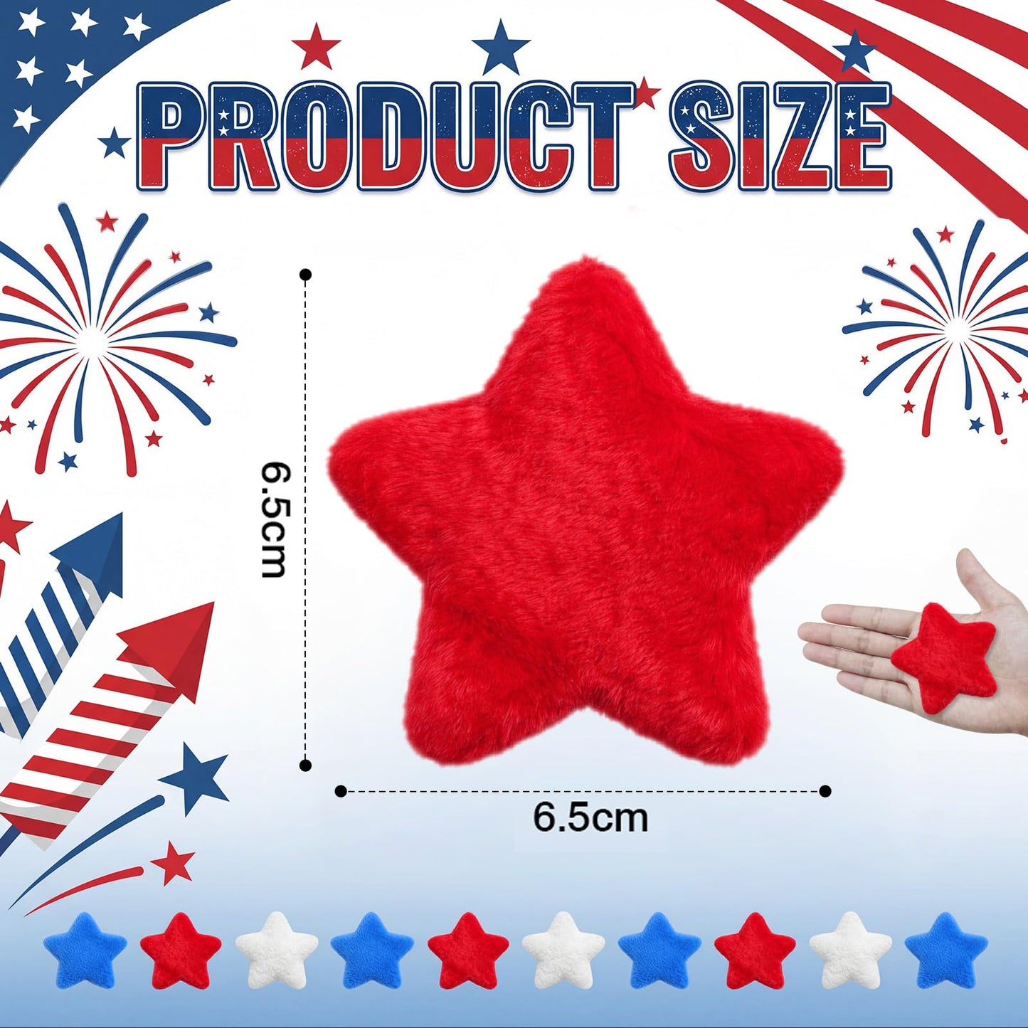 Teyva Daily 120 Pcs 4th of July Patriotic Plush Star Decorations Red White Blue Star Vase Filler for Independence Day, Memorial Day, Bowl Filler Tiered Tray Wreath Craft Table Scatter(2.36 Inches)