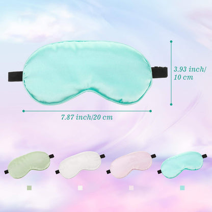 BBTO 4 Pcs Silk Sleep Eye Masks Smooth Soft Satin Eye Covers with Adjustable Strap Blindfold for Sleeping Blocking Out Lights Travel Relaxation (Royal Blue, Dark Green, Navy Blue, Black)