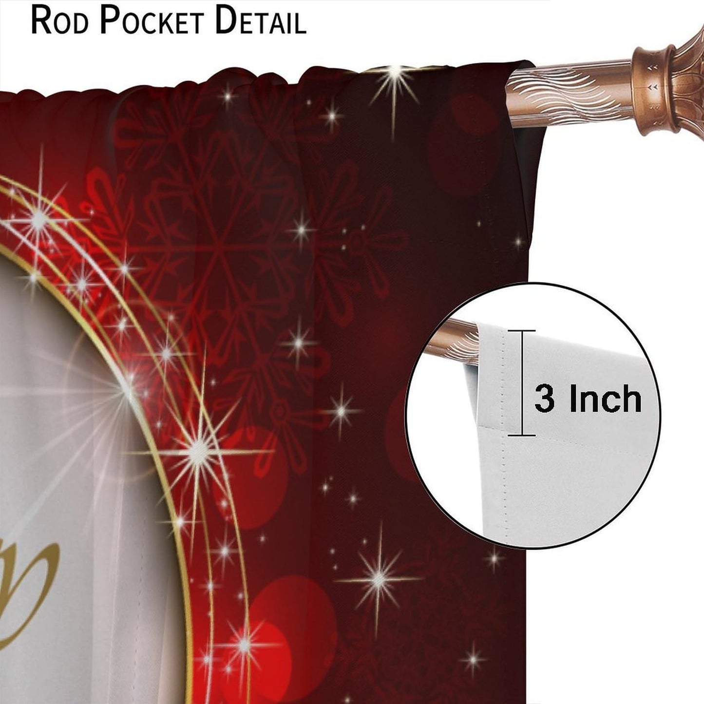 Merry Christmas Curtains Red Sparkling Dingdang Winter Christmas Holiday Bell Festivals Atmosphere Blackout Window Treatment for Happy Festival Living Room Bedroom Home Decor Window Drapes 52"W X 84"L