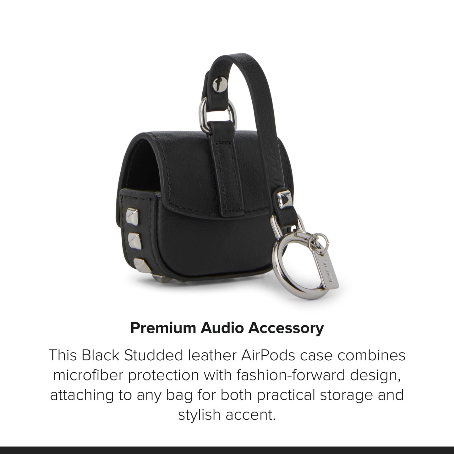 TUMI - Belden Airpods Charm - Men's and Women's Premium Leather Earbud Case - Black Studded