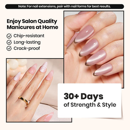 Beetles Builder Gel Set,3 Pcs 8 in 1 Nail Strengthening Apex Building Extension for Beginner DIY Salon at Home,Clear Builder Nail for Nails with Base and Top Coat Gel,UV & LED Lamp Needed