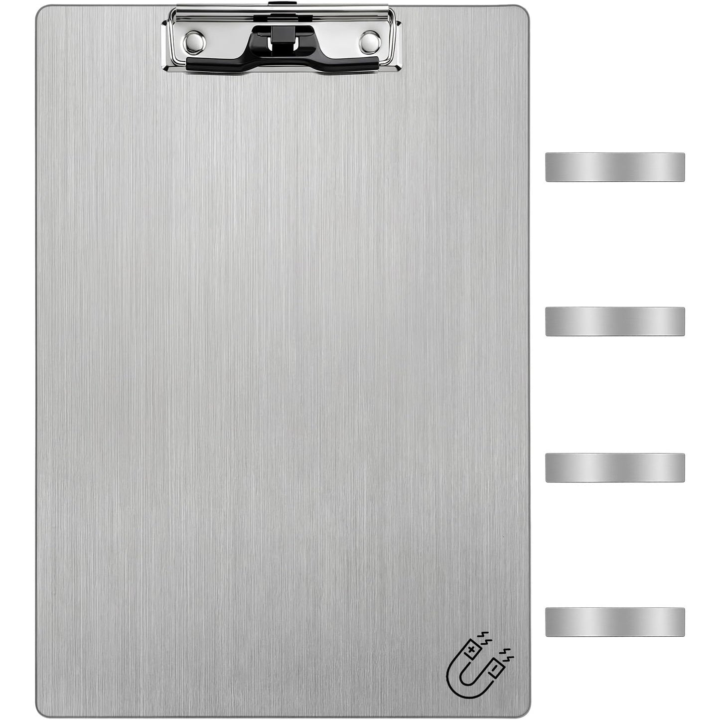 Seajan 1 Pack Stainless Steel Magnetic Clipboards with 304 Low Profile Clip Metal Magnetic Clipboards Stainless Steel A4 Letter Size Document Holder for Office Fridge Recipe Splint (Silver,9x12.5inch)